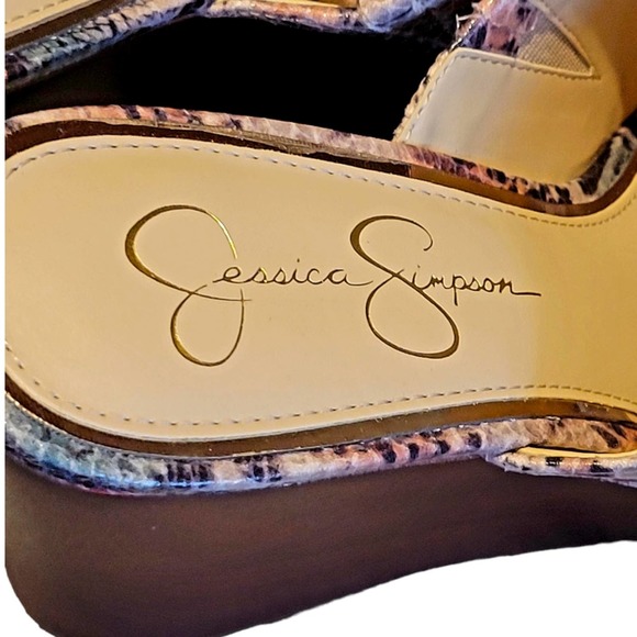 Jessica Simpson NEW snakeskin wedge heels woodgrain size 9.5 NWOT - Picture 5 of 7